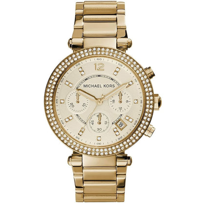 Michael Kors MK5354 Parker Women’s Gold Dial Gold-Tone Chronograph Watch