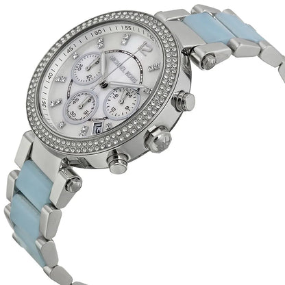 Michael Kors MK6138 Parker Women’s Mother of Pearl Dial Silver Chronograph Watch