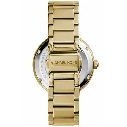 Michael Kors MK5784 Parker Women’s Gold Crystal Bezel MK Logo Dial Stainless Steel Watch