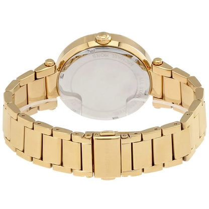 Michael Kors MK5784 Parker Women’s Gold Crystal Bezel MK Logo Dial Stainless Steel Watch