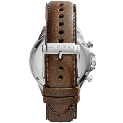 Michael Kors MK8362 Men’s Blue Dial Brown Leather Strap Gage Chronograph Watch