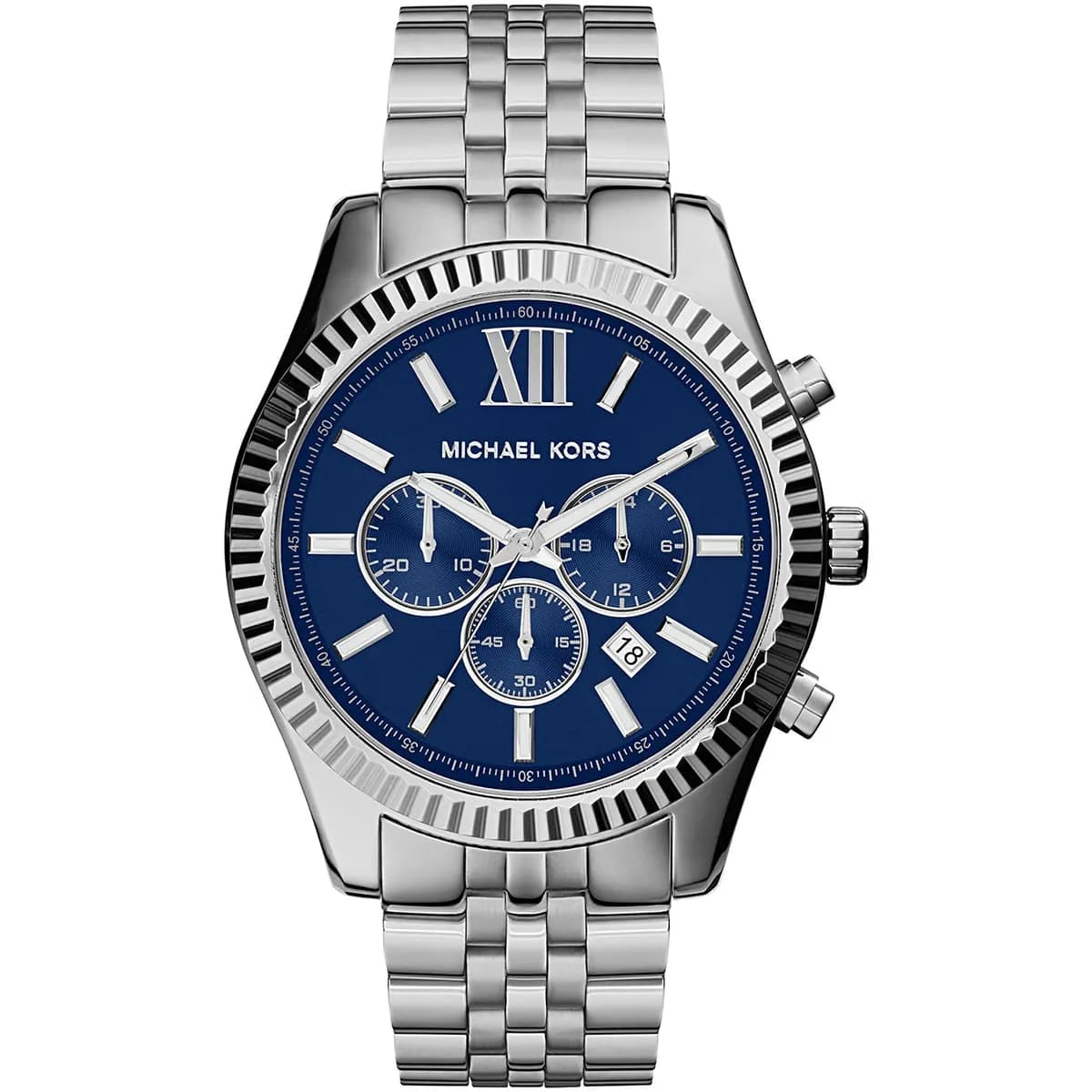 Michael Kors MK8280 Men’s Blue Dial Silver Stainless Steel Lexington Chronograph Watch