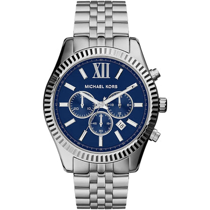 Michael Kors MK8280 Men’s Blue Dial Silver Stainless Steel Lexington Chronograph Watch