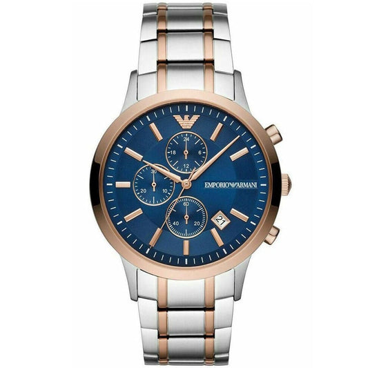 Emporio Armani AR80025 Men’s Blue Dial Two-Tone Stainless Steel Renato Chronograph Watch