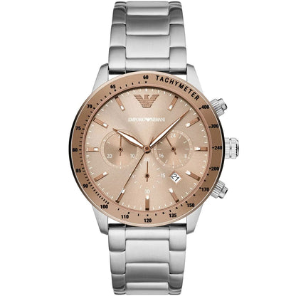 Emporio Armani AR11352 Men’s Champagne Dial Stainless Steel Mario Chronograph Watch