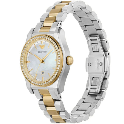 Emporio Armani AR11559 Women’s Mother of Pearl Dial Two-Tone Stainless Steel Federica Watch