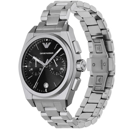 Emporio Armani AR11560 Men’s Black Dial Silver Stainless Steel Federico Chronograph Watch