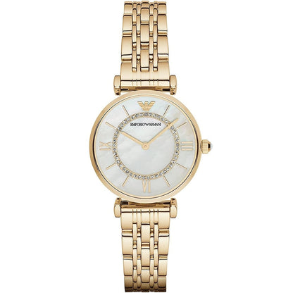Emporio Armani AR1907 Women’s Mother of Pearl Dial Gold Stainless Steel Gianni T-Bar Watch