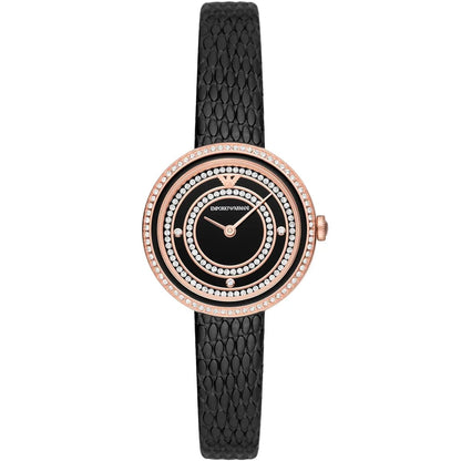Emporio Armani AR11493 Women’s Black Dial Rose Gold Leather Rosa Watch
