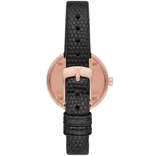 Emporio Armani AR11493 Women’s Black Dial Rose Gold Leather Rosa Watch