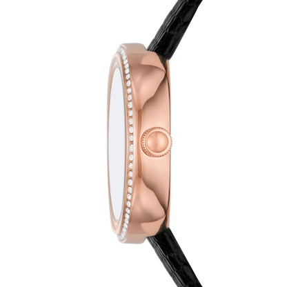 Emporio Armani AR11493 Women’s Black Dial Rose Gold Leather Rosa Watch