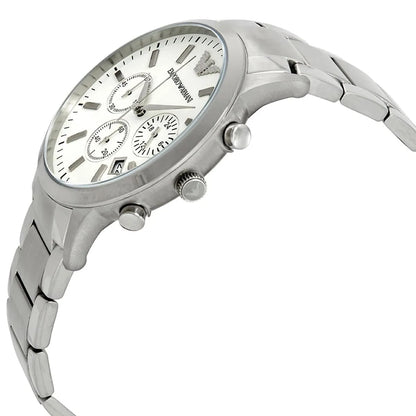 Emporio Armani AR2458 Men’s Silver Dial Stainless Steel Renato Large Chronograph Watch