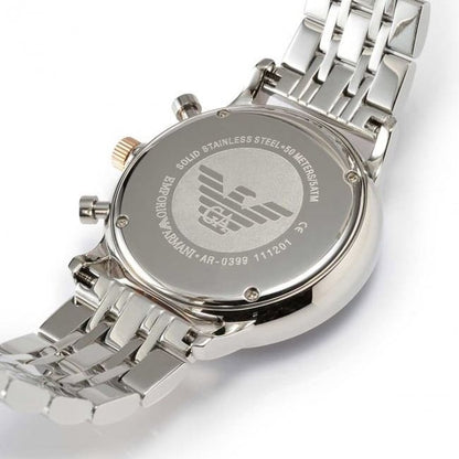 Emporio Armani AR0399 Men’s Silver Dial Two-Tone Stainless Steel Gianni Chronograph Watch
