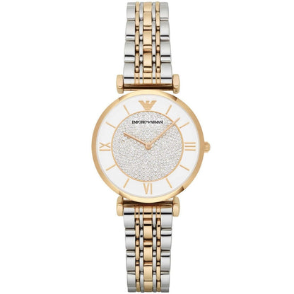 Emporio Armani AR2076 Women’s Crystal Dial Two-Tone Stainless Steel Gianni T-Bar Watch