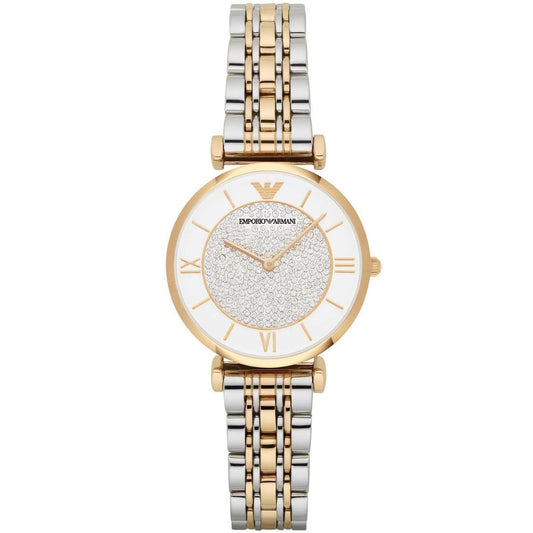 Emporio Armani AR2076 Women’s Crystal Dial Two-Tone Stainless Steel Gianni T-Bar Watch
