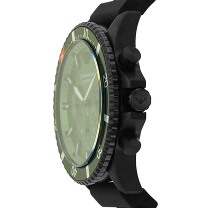 Emporio Armani AR11463 Men’s Green Dial Silicone Strap Diver Chronograph Watch