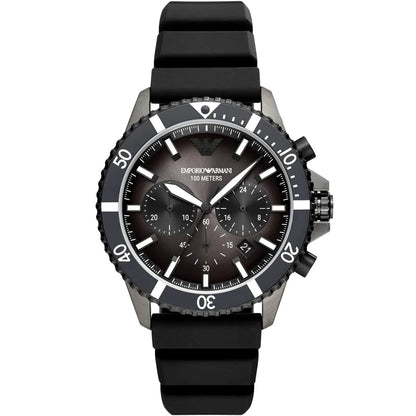 Emporio Armani AR11515 Men’s Black Dial Silicone Strap Diver Chronograph Watch