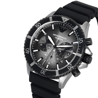 Emporio Armani AR11515 Men’s Black Dial Silicone Strap Diver Chronograph Watch