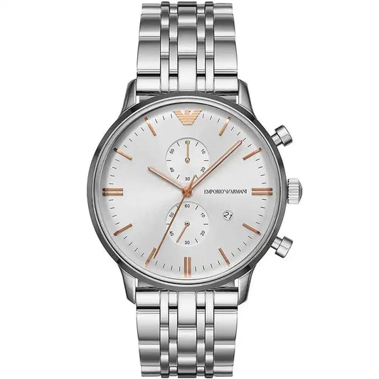 Emporio Armani AR1933 Men’s Silver Dial Silver Stainless Steel Chronograph Watch