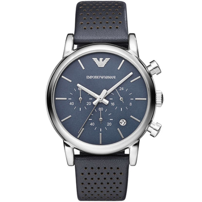 Emporio Armani AR1736 Men’s Blue Dial Blue Leather Chronograph Watch