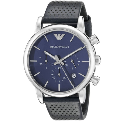 Emporio Armani AR1736 Men’s Blue Dial Blue Leather Chronograph Watch