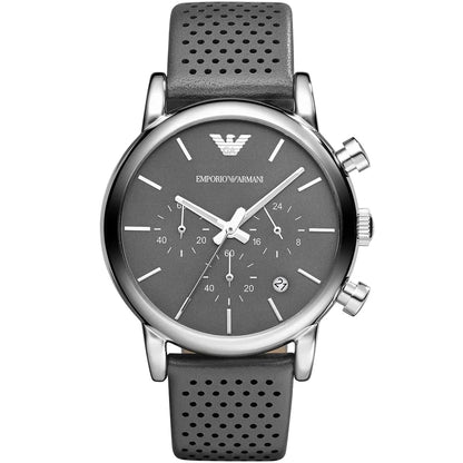 Emporio Armani AR1735 Men’s Grey Dial Grey Leather Chronograph Watch