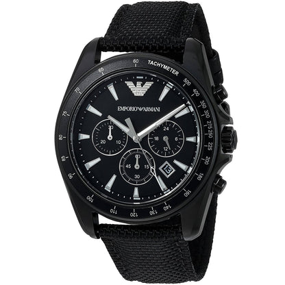 Emporio Armani AR6131 Men’s Black Dial Black Fabric Strap Sigma Chronograph Watch