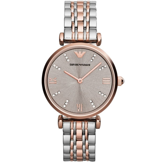 Emporio Armani Gianni T-Bar AR1840 Women's Rose Gold-Tone Luxury Watch