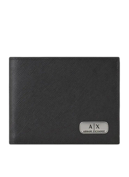 AX Black Leather Wallet & Keychain Set For Men 17#