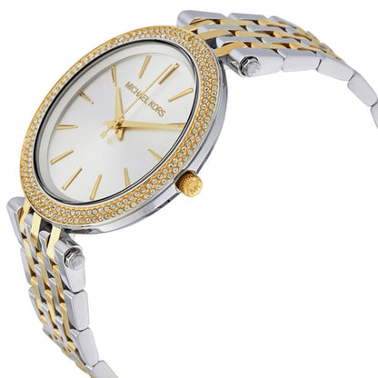 Michael Kors Darci MK3215 Two-Tone Watch with Silver Sunray Dial and Crystal Bezel
