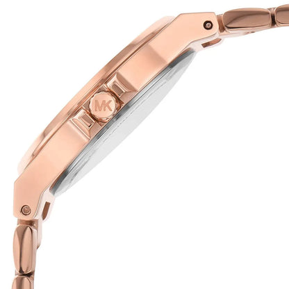 Michael Kors Lennox MK7279 Rose Gold Watch with Crystal Bezel and Silver Dial