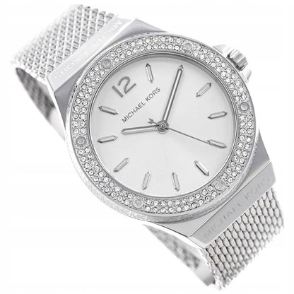 Michael Kors Lennox MK7337 Silver-Tone Watch with Mesh Bracelet and Crystal Bezel