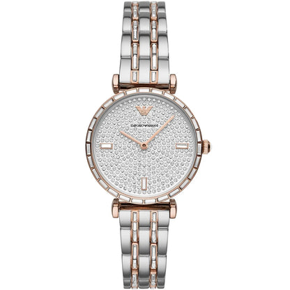 Emporio Armani AR11293 Women’s Crystal Dial Two-Tone Silver Rose Gold Stainless Steel Gianni T-Bar Watch
