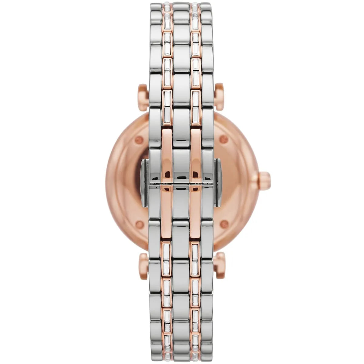Emporio Armani AR11293 Women’s Crystal Dial Two-Tone Silver Rose Gold Stainless Steel Gianni T-Bar Watch