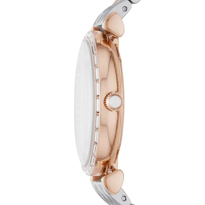 Emporio Armani AR11293 Women’s Crystal Dial Two-Tone Silver Rose Gold Stainless Steel Gianni T-Bar Watch