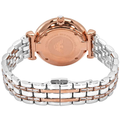 Emporio Armani AR11293 Women’s Crystal Dial Two-Tone Silver Rose Gold Stainless Steel Gianni T-Bar Watch