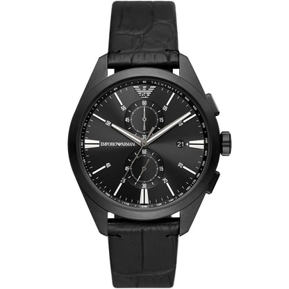 Emporio Armani Claudio AR11483 All Black Chronograph Leather Men's Watch