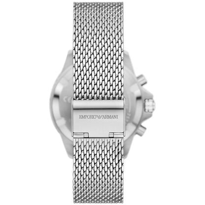 Emporio Armani Diver AR11587 Silver-Tone Blue Dial Mesh Strap Men's Watch