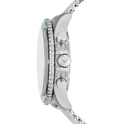 Emporio Armani Diver AR11587 Silver-Tone Blue Dial Mesh Strap Men's Watch