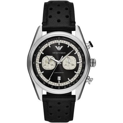 Emporio Armani Racer AR11635 Silver-Tone Black Dial Leather Men's Watch