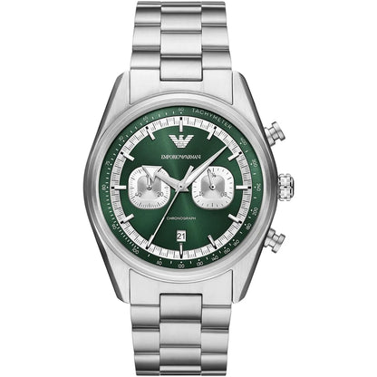 Emporio Armani Racer AR11637 Silver-Tone Green Dial Metal Men's Watch