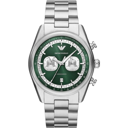 Emporio Armani Racer AR11637 Silver-Tone Green Dial Metal Men's Watch