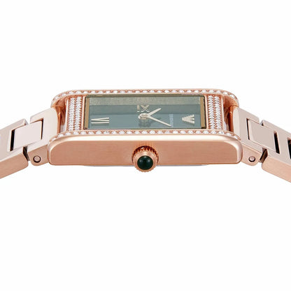 Emporio Armani Genni AR11641 Rose Gold Green Rectangular Ladies Watch
