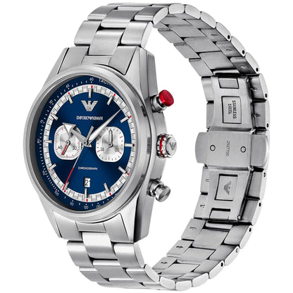 Emporio Armani Racer AR11676 Silver-Tone Blue Dial Metal Men's Watch