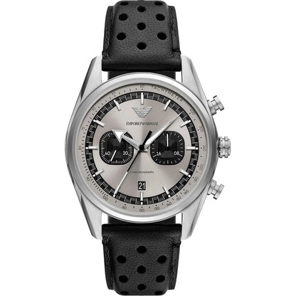Emporio Armani Racer AR11677 Silver Dial Perforated Leather Men's Watch