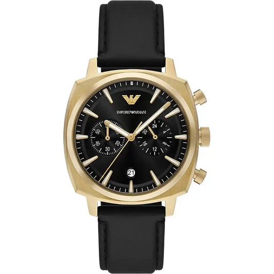 Emporio Armani Carlo Chronograph AR11690 Gold Black Dial Leather Men's Watch