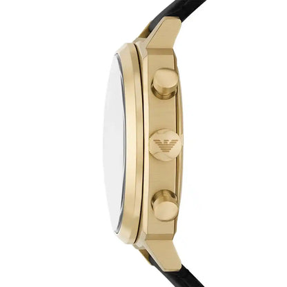 Emporio Armani Carlo Chronograph AR11690 Gold Black Dial Leather Men's Watch