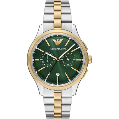 Emporio Armani Dario AR11692 Chronograph Green Dial Two-Tone Stainless Steel Men's Watch