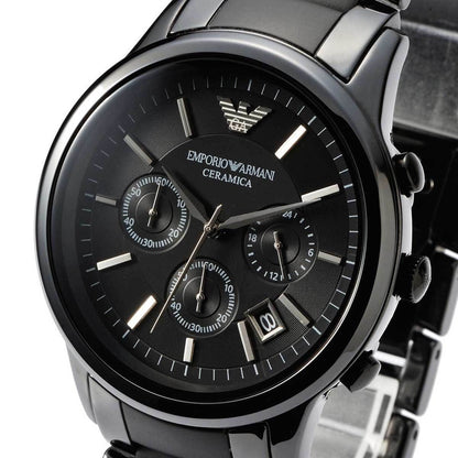 Emporio Armani AR1452 Men’s Black Dial Black Ceramic Ceramica Chronograph Watch