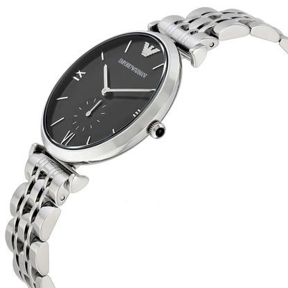 Emporio Armani Gianni T-Bar AR1676 Black Dial Small Seconds Watch